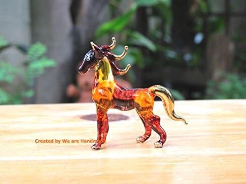 (Victory Horse) Handmade Mini 2.5" Brown Horse Figures Blown Glass Art, Miniature Wild Animals, Collectible Figurines Gift Ideas, Tiny Ornament, Cool Stuff Decor in Kuwait