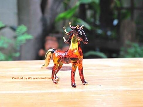 (Victory Horse) Handmade Mini 2.5" Brown Horse Figures Blown Glass Art, Miniature Wild Animals, Collectible Figurines Gift Ideas, Tiny Ornament, Cool Stuff Decor in Kuwait