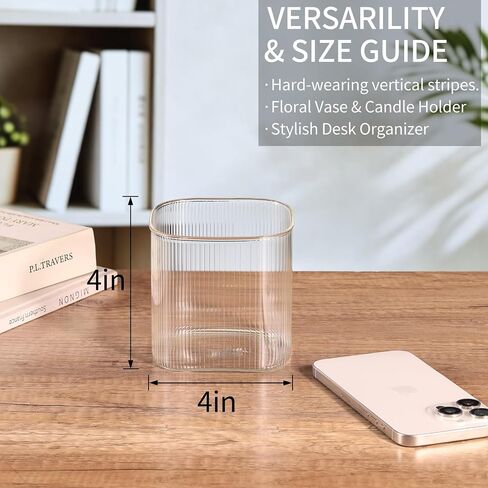 Square Glass Vase 4" x 4" x 4", Clear Flower Vases for Centerpieces, Square Glass Cube Vase Candle Holder for Wedding, Party, Home Office Decoration, Set of 6 in Saudi Arabia