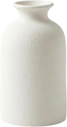 White Ceramic Bud Vase Minimalist Small Flower Vases Floral Arrangement Holder Bottle for Home Office Decor in Saudi Arabia