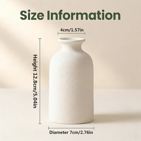 White Ceramic Bud Vase Minimalist Small Flower Vases Floral Arrangement Holder Bottle for Home Office Decor in Saudi Arabia