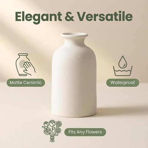 White Ceramic Bud Vase Minimalist Small Flower Vases Floral Arrangement Holder Bottle for Home Office Decor in Saudi Arabia