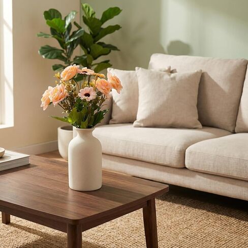 White Ceramic Bud Vase Minimalist Small Flower Vases Floral Arrangement Holder Bottle for Home Office Decor in Saudi Arabia