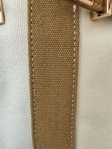Canvas Mini Tote Bag, 8 Pockets, Distressed Finish, Durable, Gold Hardware (Beige/Cream) in Kuwait