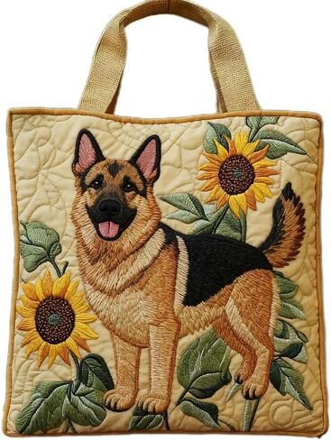 Women's Quilted Tote Bag – Lightweight Large Capacity Foldable for Travel | 20.87" L x 15.75" H | Cute Dog Pattern in Kuwait
