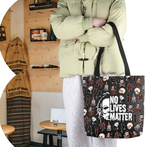 VAMSII Funny Horror Movie Merch Tote Bag Series Killer Character Gift Spooky Season Gift in Kuwait