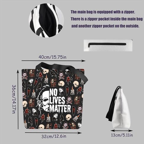 VAMSII Funny Horror Movie Merch Tote Bag Series Killer Character Gift Spooky Season Gift in Kuwait