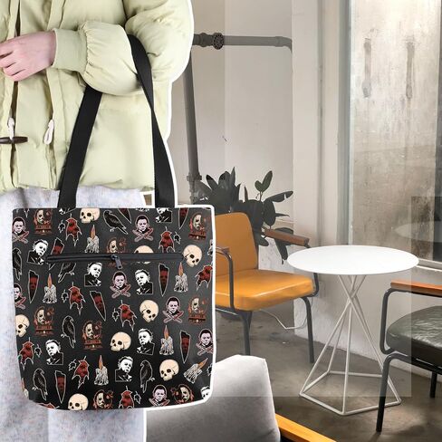 VAMSII Funny Horror Movie Merch Tote Bag Series Killer Character Gift Spooky Season Gift in Kuwait