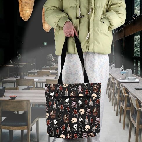VAMSII Funny Horror Movie Merch Tote Bag Series Killer Character Gift Spooky Season Gift in Kuwait