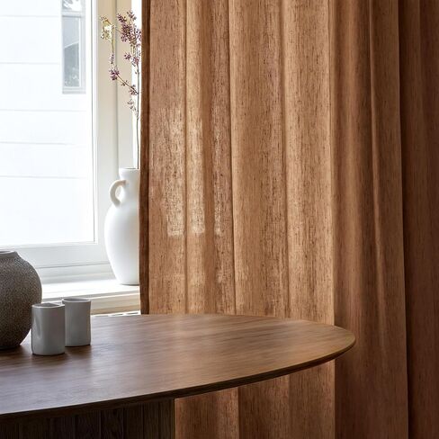 NICETOWN Pinch Pleated Linen Gold Brown Curtains 96 inches Long, Flax Linen Blend Semi Sheer Privacy with Light Filtering Window Treatments Causal Drapes for Bedroom, W40 x L96, 2 Panels in Kuwait