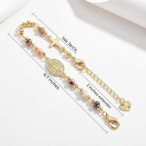 Rosary Cross Dainty Gold-Tone Cross Rosary Hand bracelet Specific for Women Religious Hand bracelet Gifts for Confirmation Baptism First Communion Celebration Ornaments in Saudi Arabia