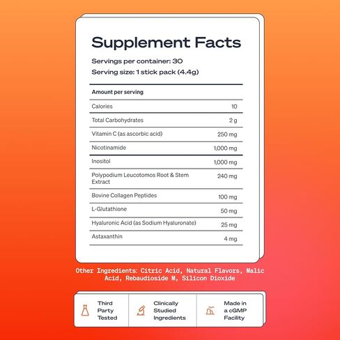 First 3-in-1 Drinkable Skincare, by World-Class Dermatologist & Skin Surgeon, Regenerative Formula, Nicotinamide, Collagen Peptides, Astaxanthin, Glutathione, 30 Stick Packs, Melon in Saudi Arabia
