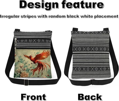 Phoenix Crossbody Bag Pink Flowers with Bird Adjustable Strap Messenger Bag Daily Use Zipper Purse Birthday Gift or Christmas Present​​ for Friend in Saudi Arabia
