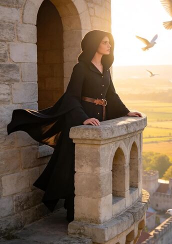Medieval Hooded Cloak Robe with Leaf Belt Renaissance Faires Retro Cape Wizard Halloween LARP Costume in Saudi Arabia