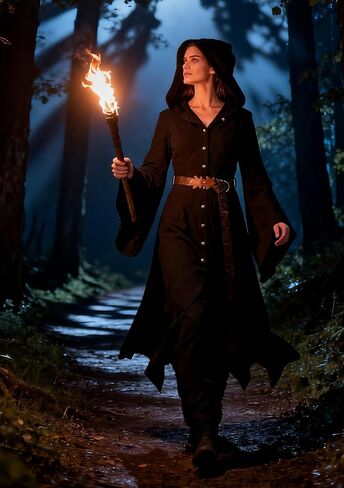 Medieval Hooded Cloak Robe with Leaf Belt Renaissance Faires Retro Cape Wizard Halloween LARP Costume in Saudi Arabia
