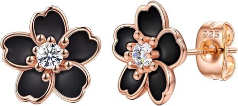 NEWITIN Flower Earrings for Women Cherry Blossom Stud Earring Set | Hypoallergenic, Sakura, Plumeria, Cubic Zirconia, Daily Jewelry for Women, Floral Earrings for Birthday Holiday Party, Gifts in Saudi Arabia