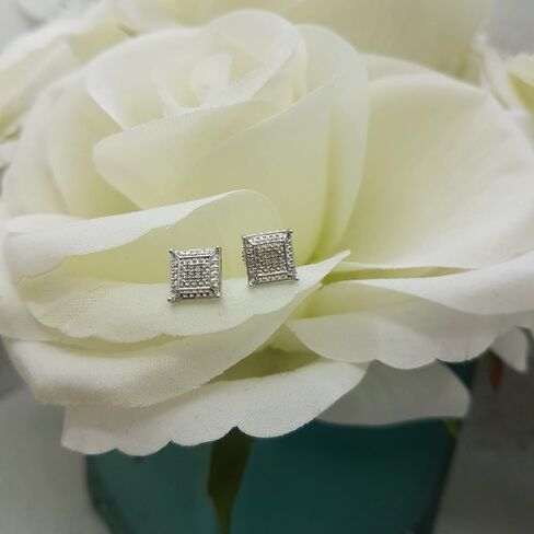 Dazzlingrock Collection 0.05 Ctw Natural Round White Diamond 7mm Kite Hip Hop Studs, Unisex Design Ladies,Mens Real Diamond Earrings in Kuwait
