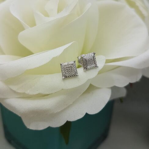 Dazzlingrock Collection 0.05 Ctw Natural Round White Diamond 7mm Kite Hip Hop Studs, Unisex Design Ladies,Mens Real Diamond Earrings in Kuwait