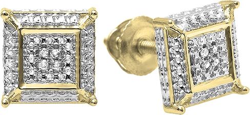 Dazzlingrock Collection 0.05 Ctw Natural Round White Diamond 7mm Kite Hip Hop Studs, Unisex Design Ladies,Mens Real Diamond Earrings in Kuwait
