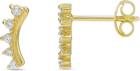 Lavari Jewelers 1/10 Carat Round Lab Grown Diamond Crawler Earrings for Women I 18k Yellow Gold Plated 925 Sterling Silver Ear Climber for Her I Hypoallergenic Push Back Studs in Kuwait