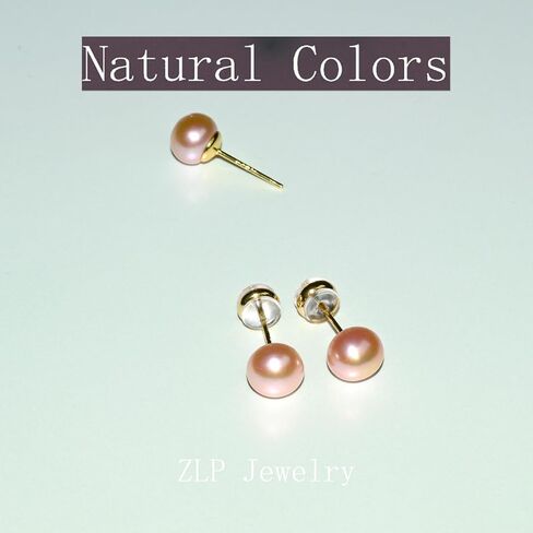 Pearl earrings for Women,8MM S925 Silver Real Pearl Studs Pink Earrings 14K Gold Plated hypoallergenic Earring for Wonmen (8F) in Saudi Arabia