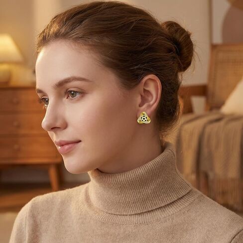 Gold Soccer Ball Stud Earrings for Women, 925 Sterling Silver Post Cubic Zirconia Sports Jewelry, World Cup Game Day Fan Accessories Gift in Saudi Arabia