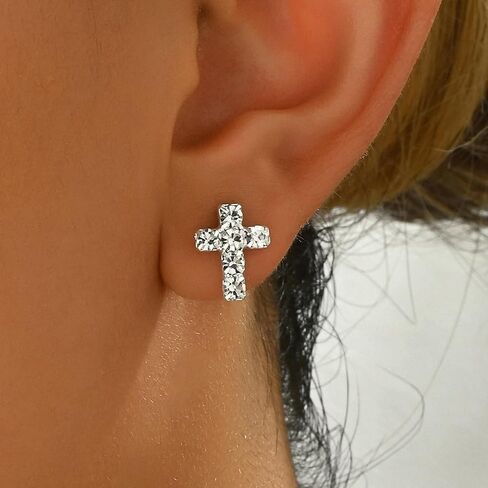 QiaTsed Earrings for Women Cross Stud Earrings Hypoallergenic Dainty Earrings Simple Small Earrings Ideal Jewelry Gift for Women in Saudi Arabia