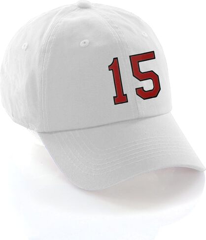 I&W Hatgear قبعة بيسبول ذات أرقام مخصصة من 00 إلى 99 لونًا للفريق، قبعة بيضاء وأسود وأحمر in Kuwait