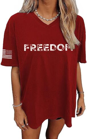 Qbily Women's V-Neck Oversized T-Shirt Summer Casual Cute Short Sleeve Looce Fit Basic Graphic Tees Tops in Saudi Arabia