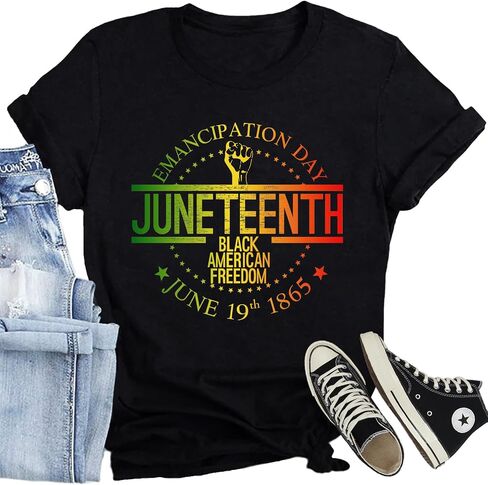 Women Juneteenth Shirts Black American Freedom T-Shirts 1865 Emancipation Day Tee Tops in Saudi Arabia
