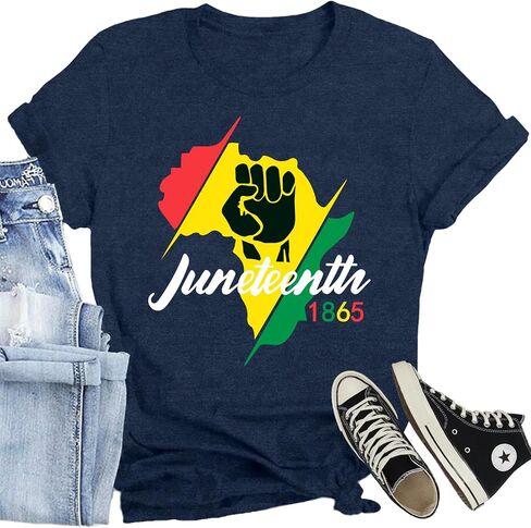 Women Juneteenth Shirts Black American Freedom T-Shirts 1865 Emancipation Day Tee Tops in Saudi Arabia