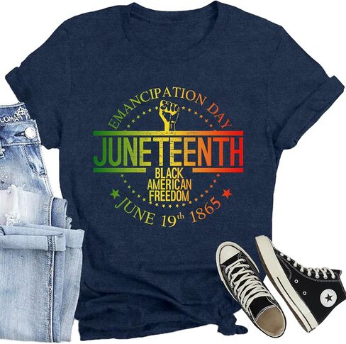 Women Juneteenth Shirts Black American Freedom T-Shirts 1865 Emancipation Day Tee Tops in Saudi Arabia