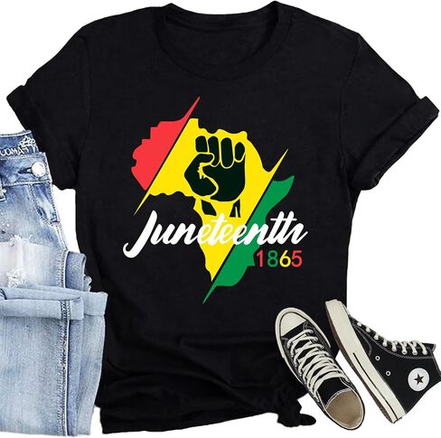 Women Juneteenth Shirts Black American Freedom T-Shirts 1865 Emancipation Day Tee Tops in Saudi Arabia