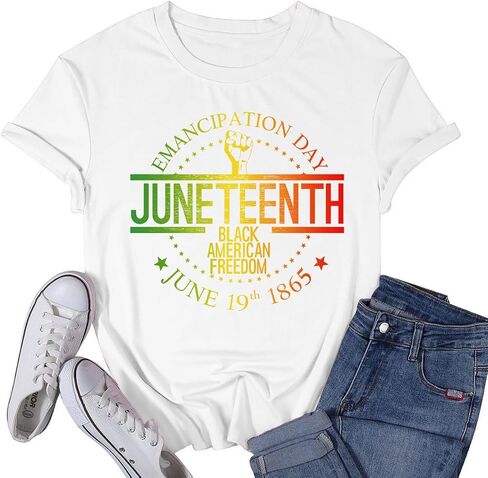 Women Juneteenth Shirts Black American Freedom T-Shirts 1865 Emancipation Day Tee Tops in Saudi Arabia