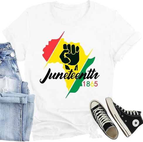 Women Juneteenth Shirts Black American Freedom T-Shirts 1865 Emancipation Day Tee Tops in Saudi Arabia