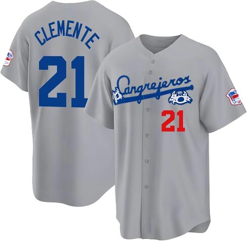 Men's #21 Roberto Clemente Jersey, Cangrejeros Embroidered Retro Puerto Rico Santurce Shirt for Casual Party Sports in Saudi Arabia