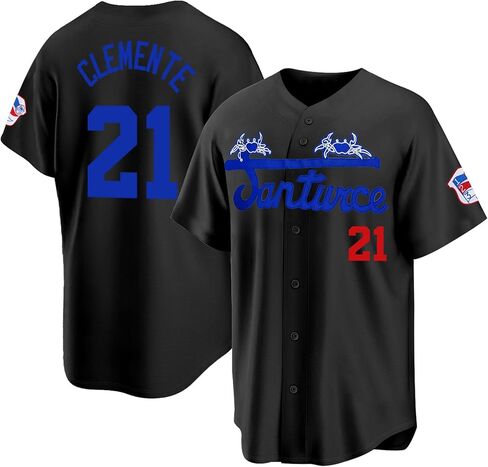 Men's #21 Roberto Clemente Jersey, Cangrejeros Embroidered Retro Puerto Rico Santurce Shirt for Casual Party Sports in Saudi Arabia