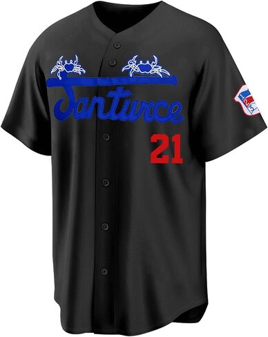 Men's #21 Roberto Clemente Jersey, Cangrejeros Embroidered Retro Puerto Rico Santurce Shirt for Casual Party Sports in Saudi Arabia