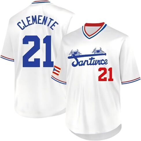Men's #21 Roberto Clemente Jersey, Cangrejeros Embroidered Retro Puerto Rico Santurce Shirt for Casual Party Sports in Saudi Arabia
