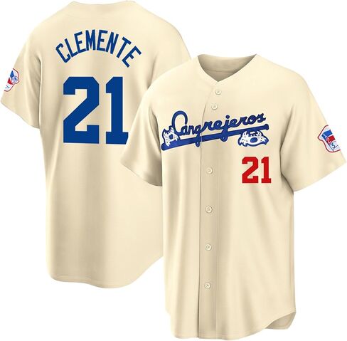 Men's #21 Roberto Clemente Jersey, Cangrejeros Embroidered Retro Puerto Rico Santurce Shirt for Casual Party Sports in Saudi Arabia