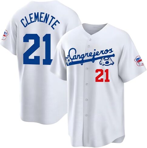 Men's #21 Roberto Clemente Jersey, Cangrejeros Embroidered Retro Puerto Rico Santurce Shirt for Casual Party Sports in Saudi Arabia