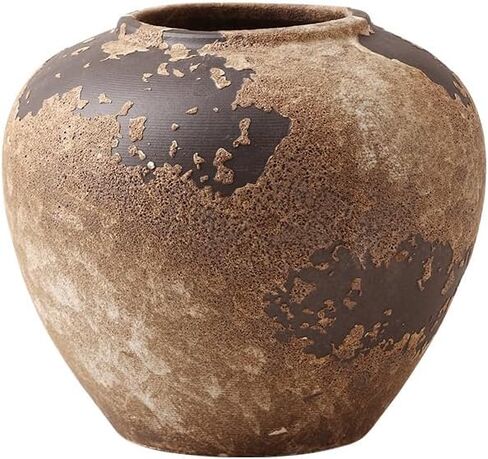 Wabi Sabi Pottery Vase, Brown Ceramic Vase for Home Decor - Handmade Rustic Farmhouse Centerpiece with Organic Texture, Neutral Table & Shelf Decor Vase (Small) in Kuwait