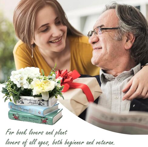 Book-Shaped Decorative Planter - Ceramic Book Vase for Flowers, Book Planter & Stacked Book Shaped Vase for Home, Office,Bookshelf for Book Lover Decor in Saudi Arabia