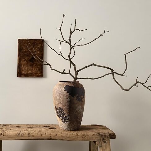 Wabi Sabi Pottery Vase, Brown Ceramic Vase for Home Decor - Handmade Rustic Farmhouse Centerpiece with Organic Texture, Neutral Table & Shelf Decor Vase (Small) in Saudi Arabia