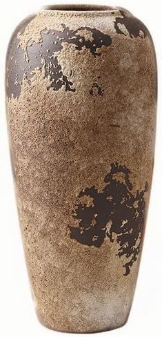 Wabi Sabi Pottery Vase, Brown Ceramic Vase for Home Decor - Handmade Rustic Farmhouse Centerpiece with Organic Texture, Neutral Table & Shelf Decor Vase (Small) in Kuwait
