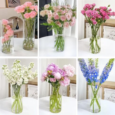 24 Pack 6 Inch Glass Vases, Clear Glass Vase Bulk Flower Cylinder Vases for Centerpieces Table Home Wedding Decorations (6"x3.4", 6"x2.6") in Kuwait