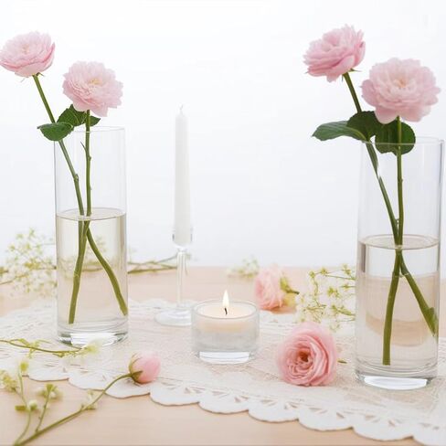 24 Pack 6 Inch Glass Vases, Clear Glass Vase Bulk Flower Cylinder Vases for Centerpieces Table Home Wedding Decorations (6"x3.4", 6"x2.6") in Kuwait