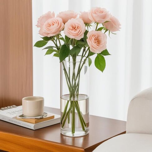 24 Pack 6 Inch Glass Vases, Clear Glass Vase Bulk Flower Cylinder Vases for Centerpieces Table Home Wedding Decorations (6"x3.4", 6"x2.6") in Kuwait