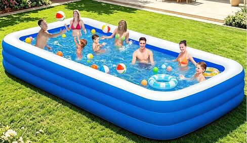 Extra Large Inflatable Pool with Pump - 130'' x 72'' x 22'' Family Blow Up Pool for Adults & Kids, Swimming Pool for Garden, Summer Water Party in Saudi Arabia