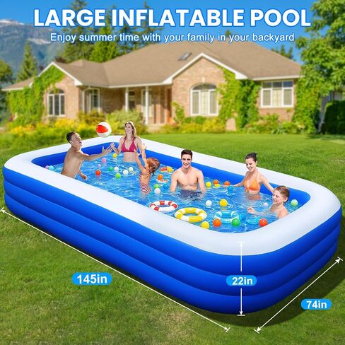 Extra Large Inflatable Pool with Pump - 130'' x 72'' x 22'' Family Blow Up Pool for Adults & Kids, Swimming Pool for Garden, Summer Water Party in Saudi Arabia